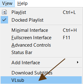 VLsub in VLC Menu