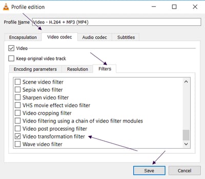 Video Transformation Filter