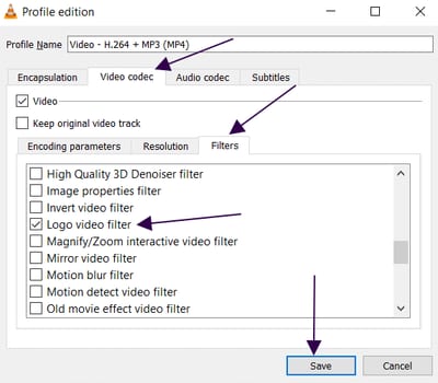 Activating the Logo Video Filter Activating Logo Video Filter