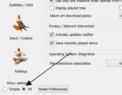 Show all Settings to Switch to Advanced Display all Settings