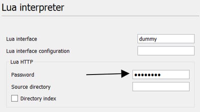 Password for Lua Interface Lua Interface Password