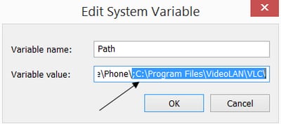Inputting VLC Path in Environment Variables Inputting VLC Path