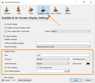 Here Are the Subtitle Effects Subtitle and On Screen Display Settings