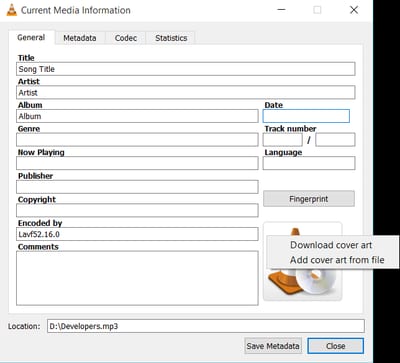 VLC Cover Art for MP3 Files