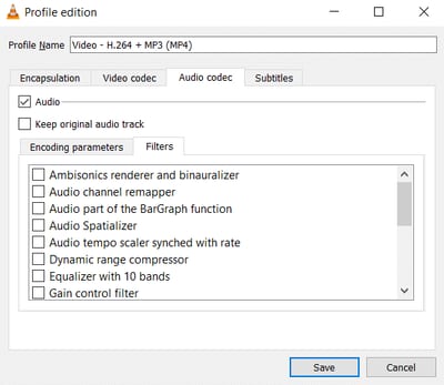 Audio Filters in VLC Conversion