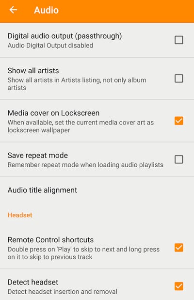 Audio Settings Audio Settings