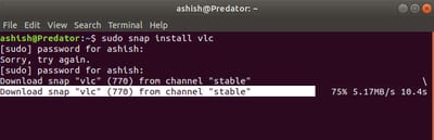 Using sudo snap to install VLC Installing VLC from the Terminal