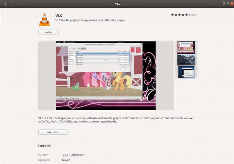 VLC Software Installer in Ubuntu Installing Ubuntu in VLC Software Manager