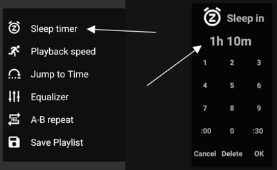 VLC for Android's Sleep Timer Sleep Timer in VLC