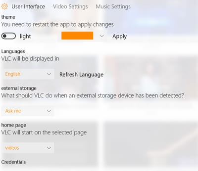 User Inteface Settings User Inteface Settings